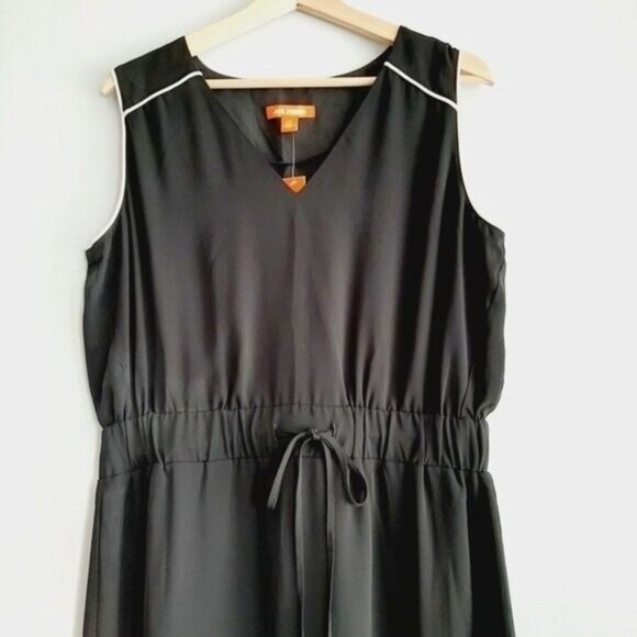 JOE FRESH Blouson Sleeveless Knee Length Drawstring Waist Dress Black Sz L - Picture 3 of 9